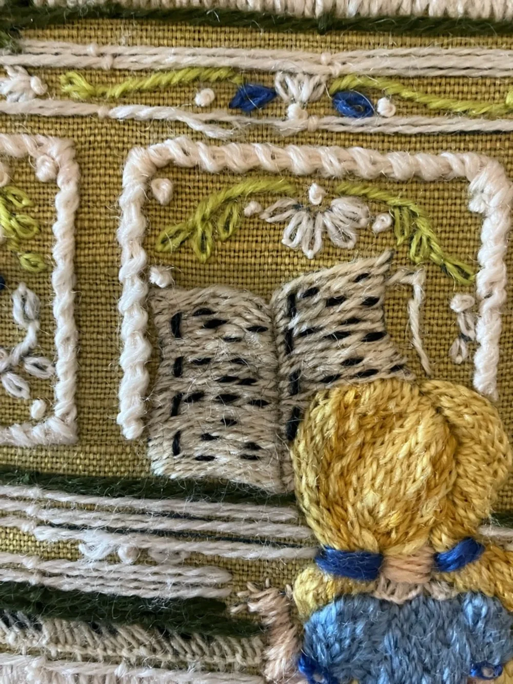 Girl playing piano stitched piece. Framed art. - Picture 9 of 13